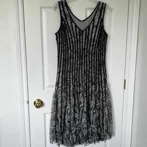 Elegant Gray Floral Dress